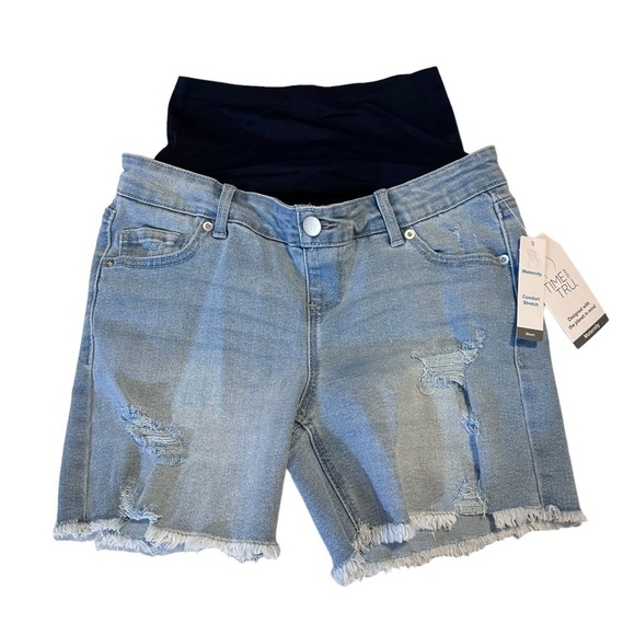 Time And Tru Maternity Comfort Stretch Distressed Denim Shorts Set of Two Size S - Picture 3 of 14